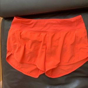 Red Speed Up Lululemon shorts